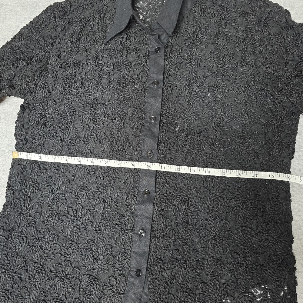 Zara Elegant Black Lace Blouse 51% Linen 49% Cotton - Picture 9 of 12